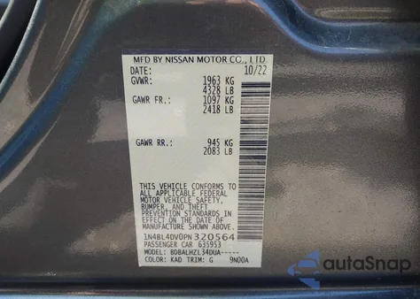 2023 Nissan Altima Sv Fwd z USA, uszkodzony, nr VIN 1N4BL4DV0PN320564